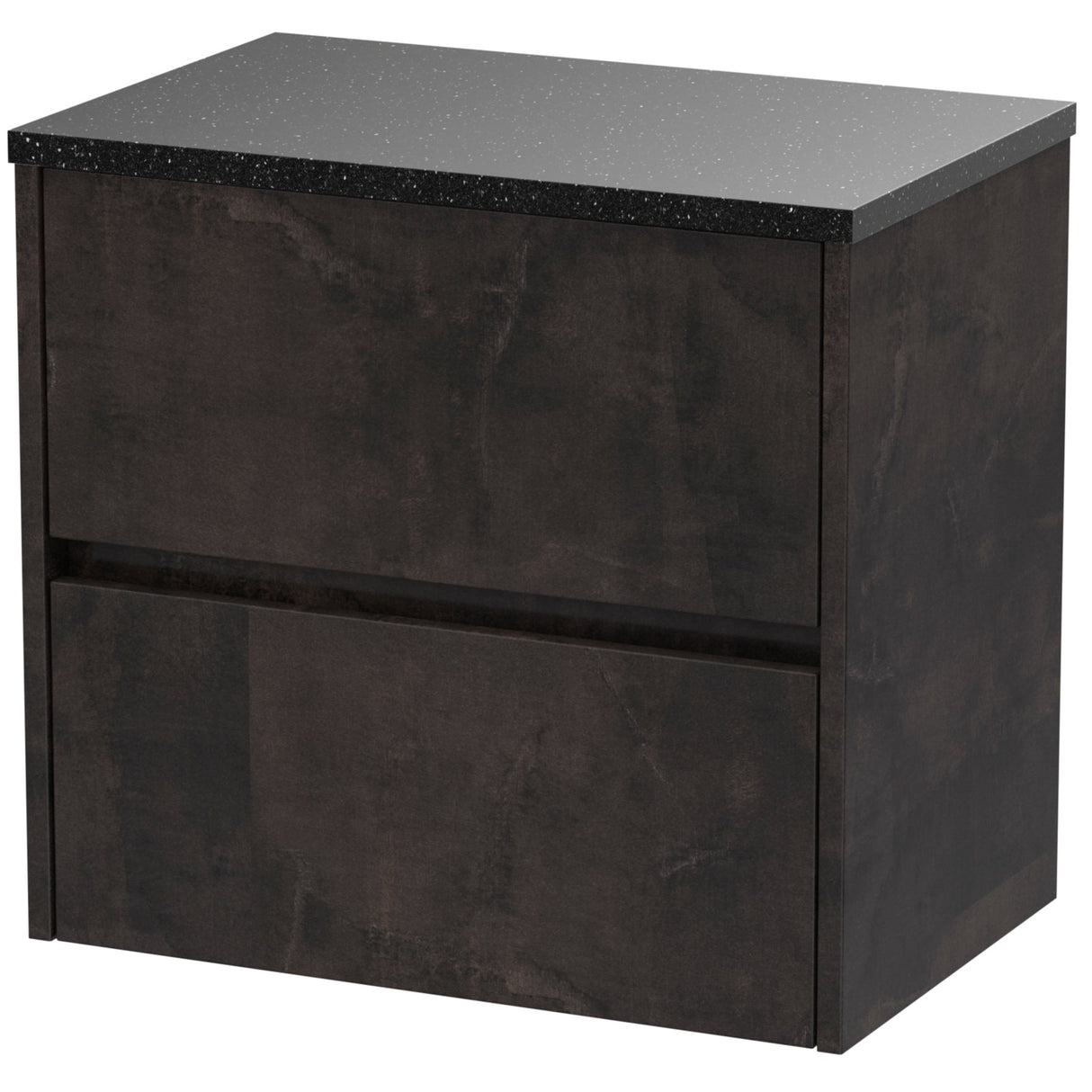 Nuie Havana 600mm Wall Hung 2 Drawer Countertop Vanity Unit Metallic Slate HAV2604LSB