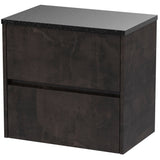 Nuie Havana 600mm Wall Hung 2 Drawer Countertop Vanity Unit Metallic Slate HAV2604LSB