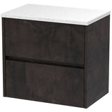 Nuie Havana 600mm Wall Hung 2 Drawer Countertop Vanity Unit Metallic Slate HAV2604LSW