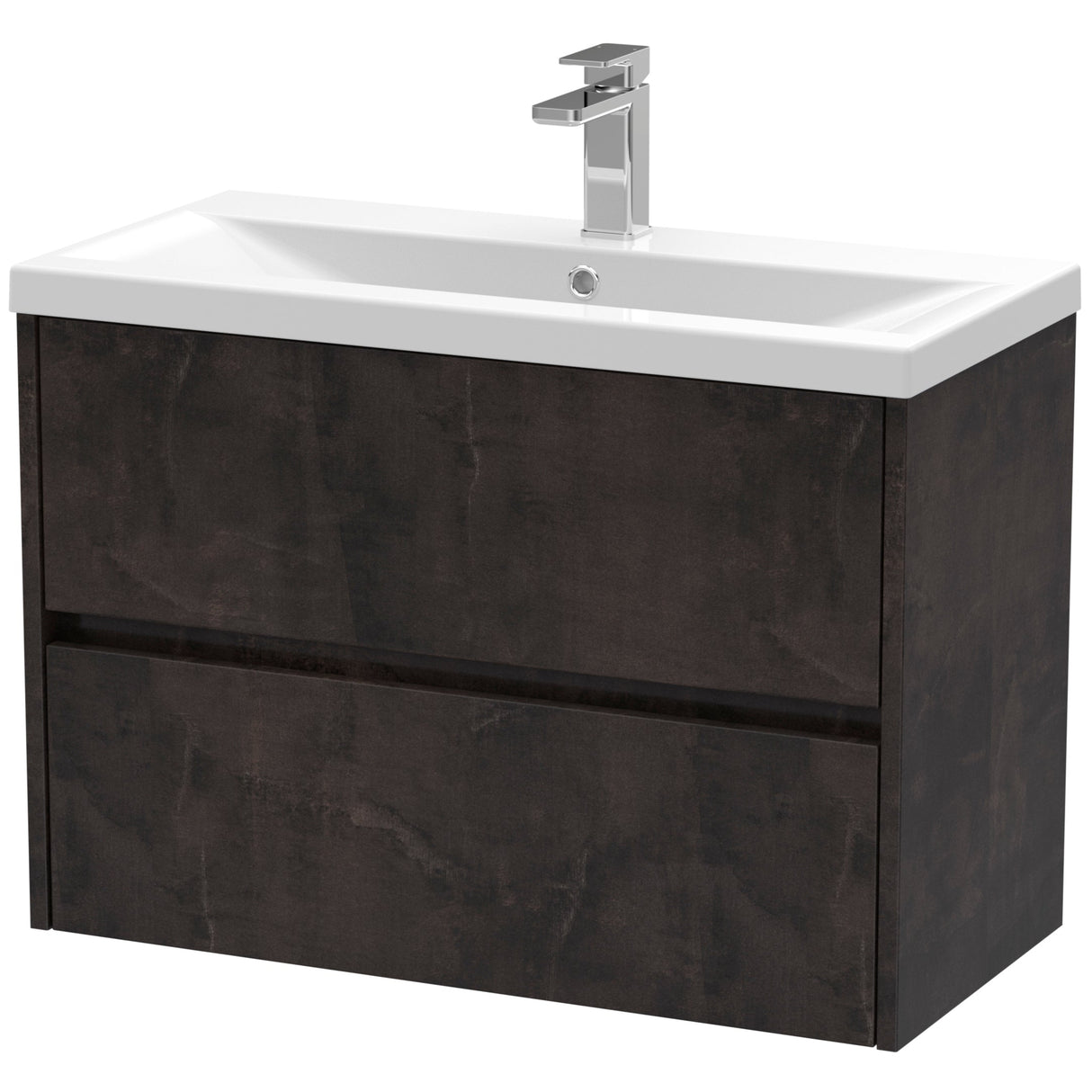 Nuie Havana 800mm Wall Hung 2 Drawer Vanity Unit & Basin Metallic Slate HAV2606A