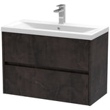Nuie Havana 800mm Wall Hung 2 Drawer Vanity Unit & Basin Metallic Slate HAV2606A