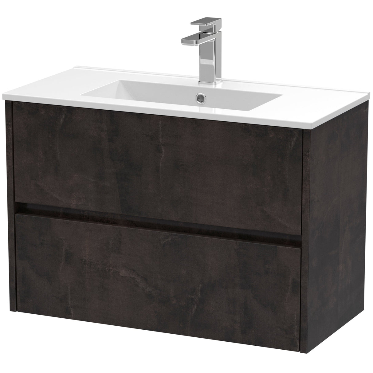 Nuie Havana 800mm Wall Hung 2 Drawer Vanity Unit & Basin Metallic Slate HAV2606B
