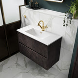 Nuie Havana 800mm Wall Hung 2 Drawer Vanity Unit & Basin Metallic Slate HAV2606B LS