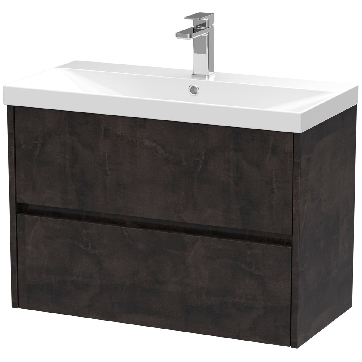 Nuie Havana 800mm Wall Hung 2 Drawer Vanity Unit & Basin Metallic Slate HAV2606D