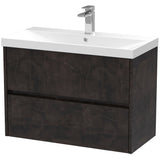 Nuie Havana 800mm Wall Hung 2 Drawer Vanity Unit & Basin Metallic Slate HAV2606D