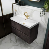 Nuie Havana 800mm Wall Hung 2 Drawer Vanity Unit & Basin Metallic Slate HAV2606D LS