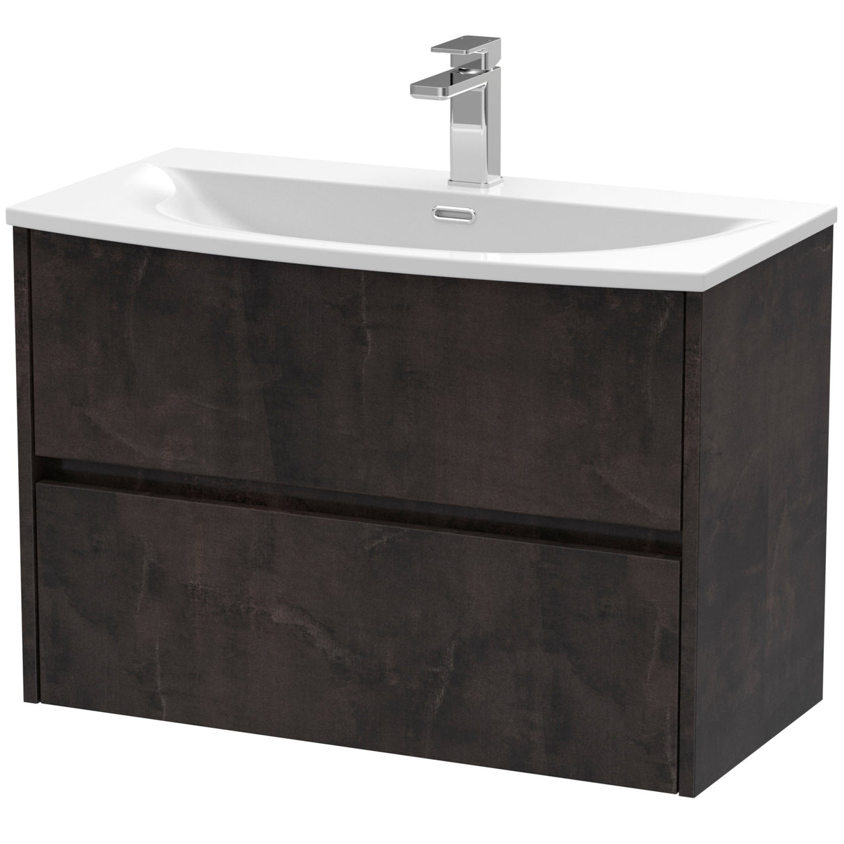 Nuie Havana 800mm Wall Hung 2 Drawer Vanity Unit & Basin Metallic Slate HAV2606G