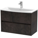 Nuie Havana 800mm Wall Hung 2 Drawer Vanity Unit & Basin Metallic Slate HAV2606G