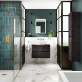 Nuie Havana 600mm Wall Hung 2 Drawer Countertop Vanity Unit Metallic Slate HAV2604W LS2