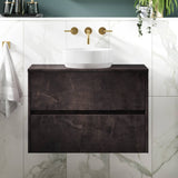 Nuie Havana 600mm Wall Hung 2 Drawer Countertop Vanity Unit Metallic Slate HAV2604W LS1