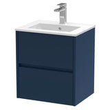 Nuie Havana 500mm Wall Hung 2 Drawer Vanity Unit & Basin Midnight Blue HAV2902B