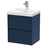 Nuie Havana 500mm Wall Hung 2 Drawer Vanity Unit & Basin Midnight Blue HAV2902D