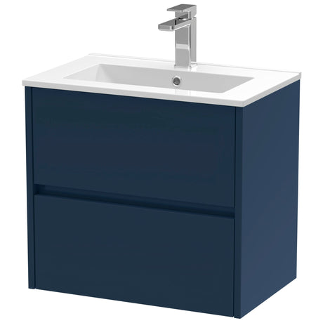 Nuie Havana 600mm Wall Hung 2 Drawer Vanity Unit & Basin Midnight Blue HAV2904B