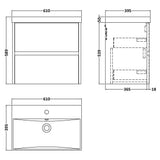 Nuie Havana 600mm Wall Hung 2 Drawer Vanity Unit & Basin Midnight Blue HAV2904D LD