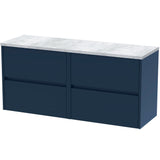 Nuie Havana 1200mm Wall Hung 4 Drawer Countertop Vanity Unit Midnight Blue HAV2904LBG2