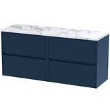 Nuie Havana 1200mm Wall Hung 4 Drawer Countertop Vanity Unit Midnight Blue HAV2904LCM2
