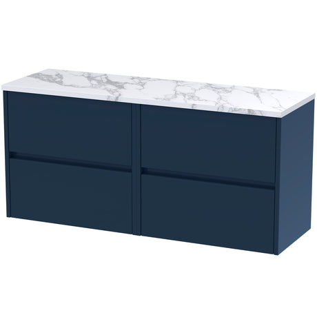 Nuie Havana 1200mm Wall Hung 4 Drawer Countertop Vanity Unit Midnight Blue HAV2904LCM2