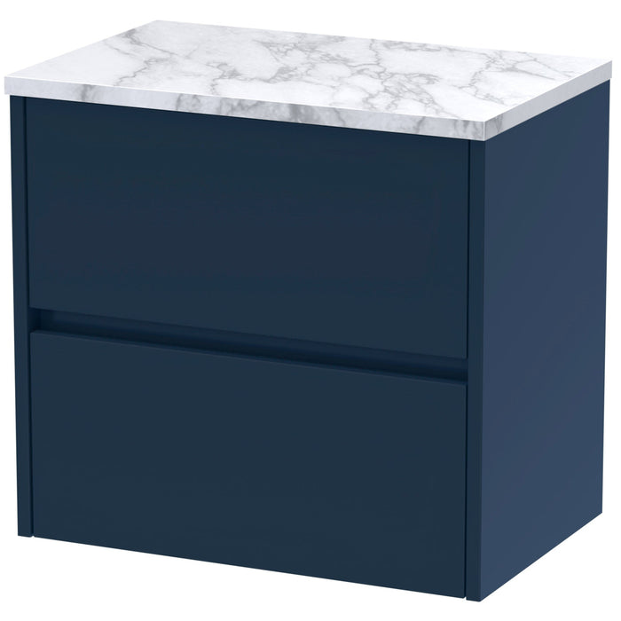 Nuie Havana 600mm Wall Hung 2 Drawer Countertop Vanity Unit Midnight Blue HAV2904LCM
