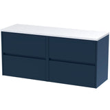 Nuie Havana 1200mm Wall Hung 4 Drawer Countertop Vanity Unit Midnight Blue HAV2904LSW2