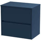 Nuie Havana 600mm Wall Hung 2 Drawer Countertop Vanity Unit Midnight Blue HAV2904W
