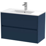 Nuie Havana 800mm Wall Hung 2 Drawer Vanity Unit & Basin Midnight Blue HAV2906B