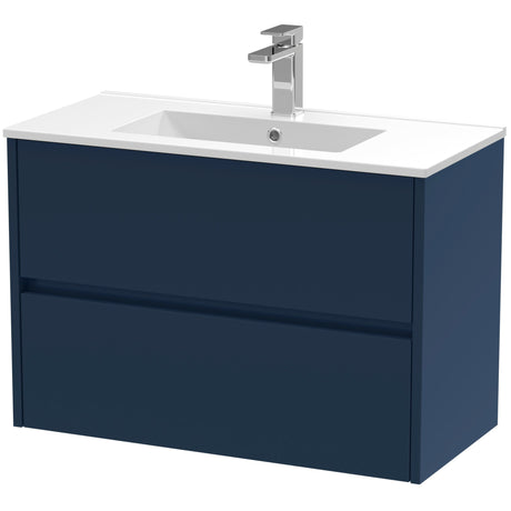 Nuie Havana 800mm Wall Hung 2 Drawer Vanity Unit & Basin Midnight Blue HAV2906B