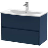Nuie Havana 800mm Wall Hung 2 Drawer Vanity Unit & Basin Midnight Blue HAV2906G
