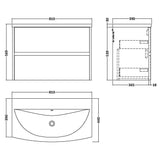Nuie Havana 800mm Wall Hung 2 Drawer Vanity Unit & Basin Midnight Blue HAV2906G LD