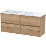 Nuie Havana 1200mm Wall Hung 4 Drawer Countertop Vanity Unit Autumn Oak HAV804LCM2