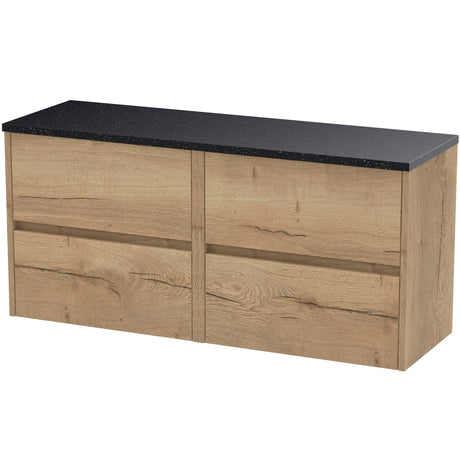Nuie Havana 1200mm Wall Hung 4 Drawer Countertop Vanity Unit Autumn Oak HAV804LSB2