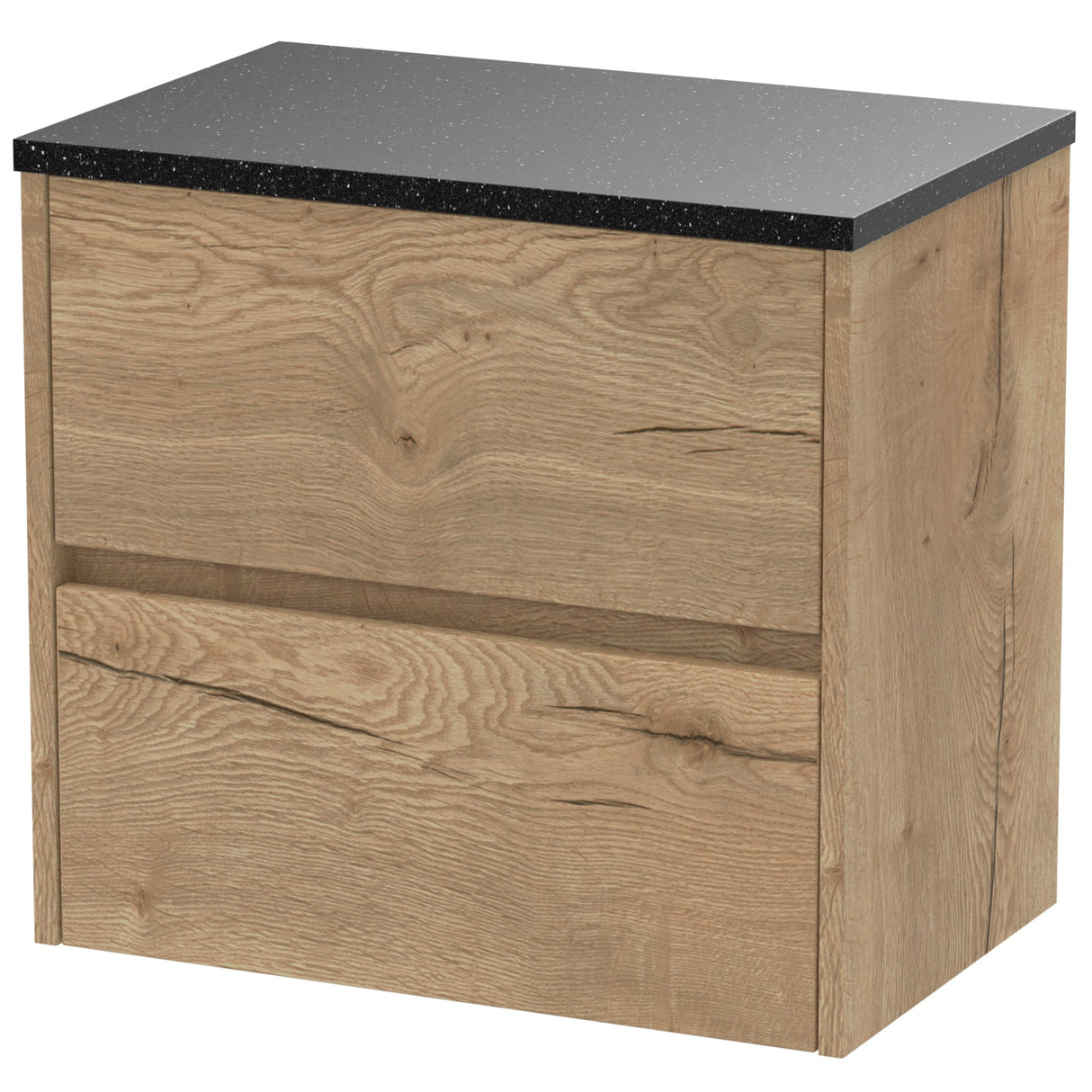 Nuie Havana 600mm Wall Hung 2 Drawer Countertop Vanity Unit Autumn Oak HAV804LSB