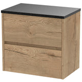 Nuie Havana 600mm Wall Hung 2 Drawer Countertop Vanity Unit Autumn Oak HAV804LSB