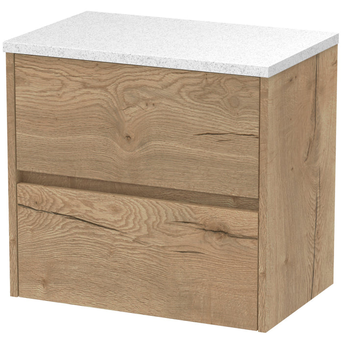 Nuie Havana 600mm Wall Hung 2 Drawer Countertop Vanity Unit Autumn Oak HAV804LSW