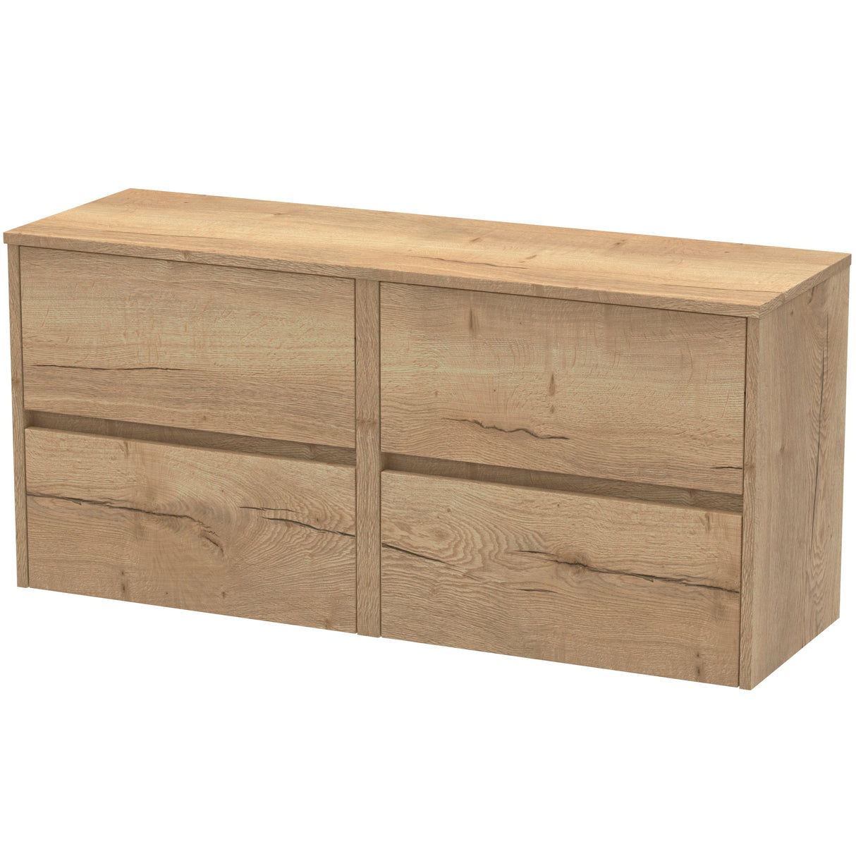Nuie Havana 1200mm Wall Hung 4 Drawer Countertop Vanity Unit Autumn Oak HAV804W2