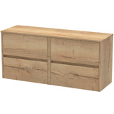Nuie Havana 1200mm Wall Hung 4 Drawer Countertop Vanity Unit Autumn Oak HAV804W2