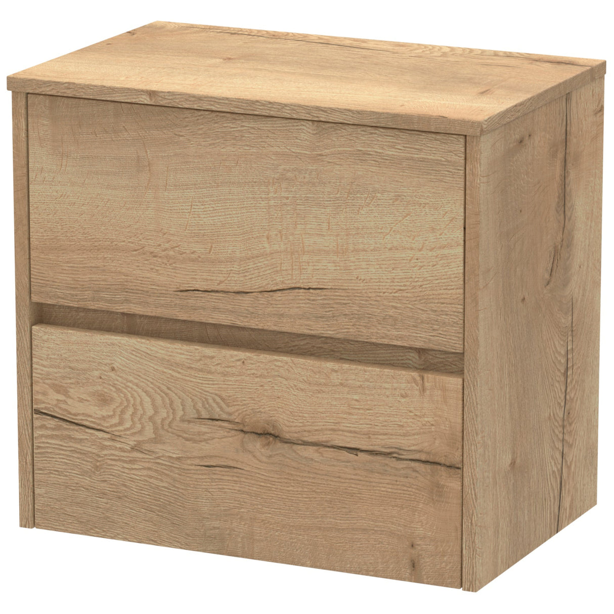 Nuie Havana 600mm Wall Hung 2 Drawer Countertop Vanity Unit Autumn Oak HAV804W
