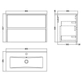Nuie Havana 800mm Wall Hung 2 Drawer Vanity Unit & Basin Autumn Oak HAV806B LD