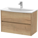 Nuie Havana 800mm Wall Hung 2 Drawer Vanity Unit & Basin Autumn Oak HAV806G