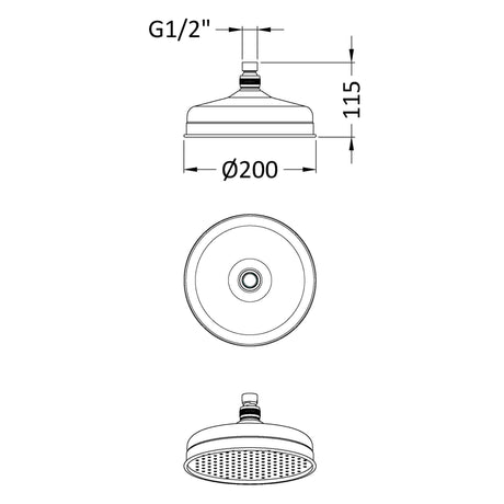 Nuie 8" Apron Fixed Head Shower 200mm Chrome HEAD21 LD