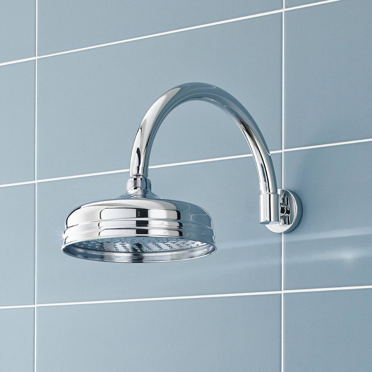 Nuie 8" Apron Fixed Head Shower 200mm Chrome HEAD21 LS1