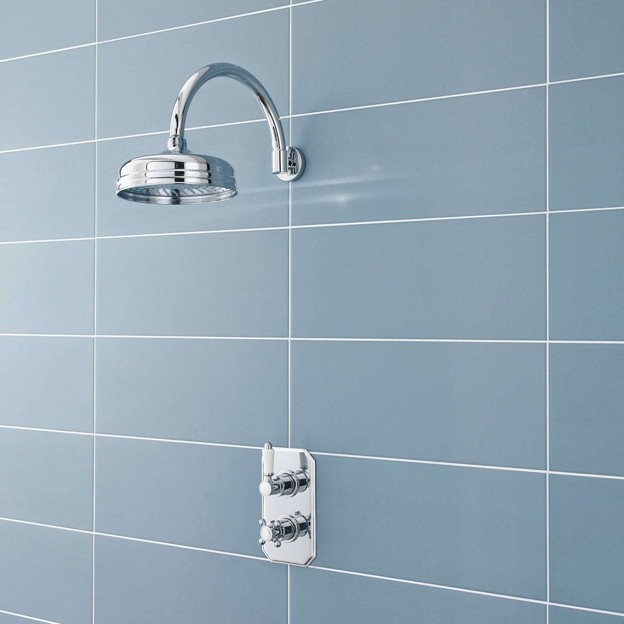 Nuie 8" Apron Fixed Head Shower 200mm Chrome HEAD21 LS2