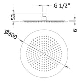 Hudson Reed Slim Round Fixed Head Shower 300mm Dia. Chrome HEAD26 LD