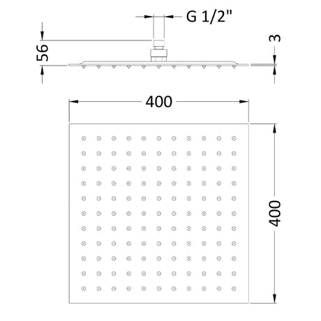 Hudson Reed Slim Square Fixed Head Shower 400x400mm Chrome HEAD45 LD