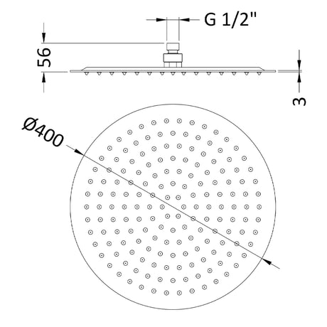 Hudson Reed Slim Round Fixed Head Shower 400mm Dia. Chrome HEAD46 LD