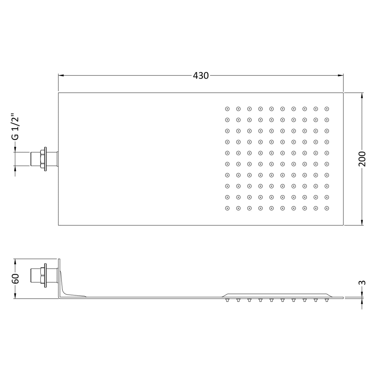 Hudson Reed Ultra Thin Fixed Head Shower 200x430mm Chrome HEAD47 LD