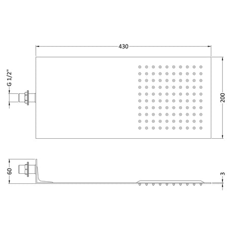 Hudson Reed Ultra Thin Fixed Head Shower 200x430mm Chrome HEAD47 LD