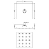 Nuie Square ABS Fixed Head Shower 200x200mm Chrome HEAD50 LD