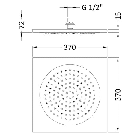 Hudson Reed Square Ceiling Tile Fixed Head Shower 370x370mm Chrome HEAD81 LD