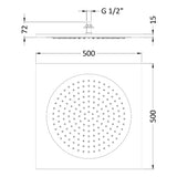 Hudson Reed Square Ceiling Tile Fixed Head Shower 500x500mm Chrome HEAD82 LD