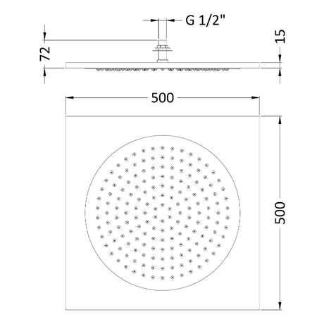Hudson Reed Square Ceiling Tile Fixed Head Shower 500x500mm Chrome HEAD82 LD